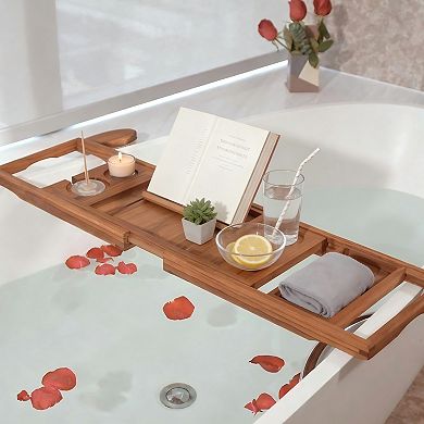 Premium Teak Bathtub Tray, Adjustable, Luxury Spa Gift