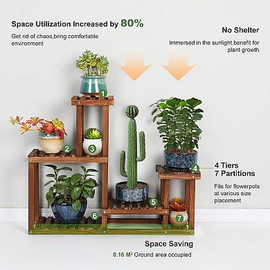 Pine Wood Multi-Tier Plant Stand
