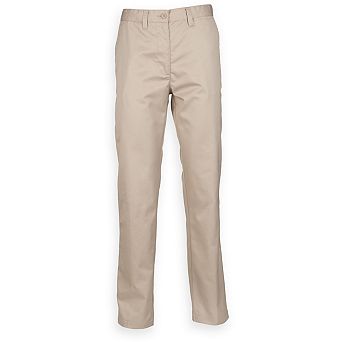 Henbury Womens/Ladies 65/35 Flat Fronted Slim Fit Chino Work Trousers