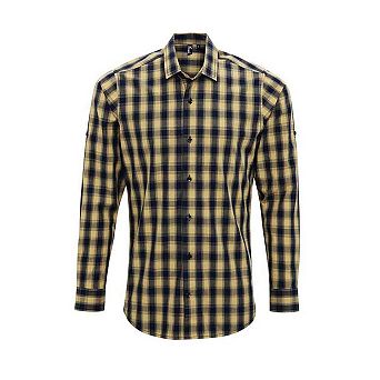 Premier Mens Mulligan Checked Cotton Long-Sleeved Shirt