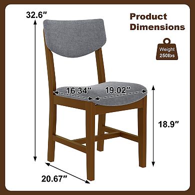 Pnronnc 5-Piece Dining Table Set, Wood Kitchen Table Set with Rectangle Table & 4 Upholstered Chairs
