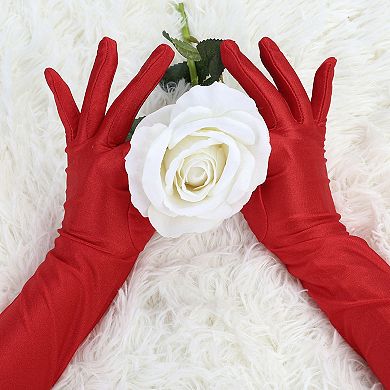 Women's Long Gloves Evening Party Full Finger Mittens Elegant Opera Glove