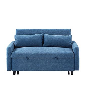 Pnronnc Pull-Out Loveseat Sleeper Sofa Adjsutable Backrest Sofa with USB Ports & Pillows