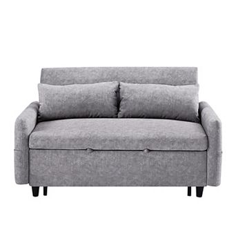 Pnronnc Loveseat Sofa Bed Pull-Out Sleeper Sofa, Adjsutable Backrest Sofa with USB Ports, Pillows