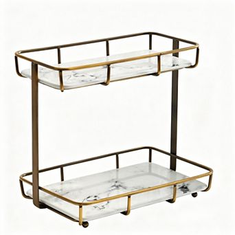Stainless Steel Base with White Marble Tray