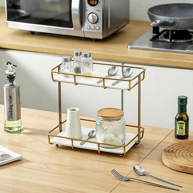 Stainless Steel Base with White Marble Tray