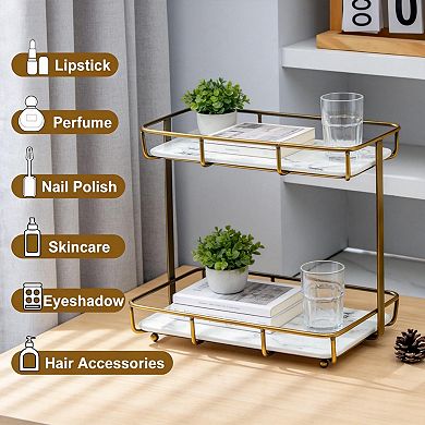 Stainless Steel Base with White Marble Tray