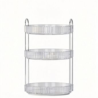 Three-Tier Rotating Vanity and Bathroom Cosmetics Organizer