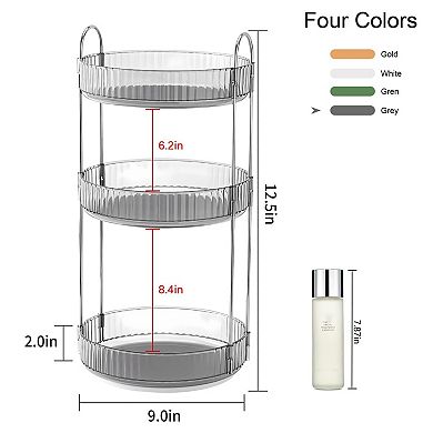 Three-Tier Rotating Vanity and Bathroom Cosmetics Organizer