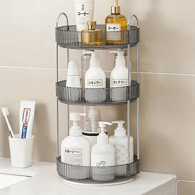Three-Tier Rotating Vanity and Bathroom Cosmetics Organizer