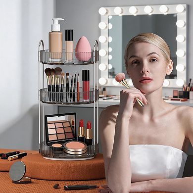 Three-Tier Rotating Vanity and Bathroom Cosmetics Organizer