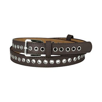 Women Grommet Belt PU Leather Metal Buckle Skinny Waist Hollow Belts