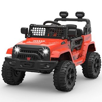 12V Kids Ride On Truck with Parent Remote Control,Spring Suspension,LED Lights,Off-Road Electric Car