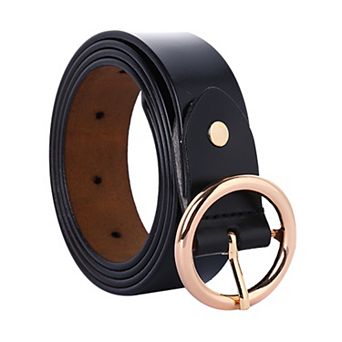 Fashionable Stylish Leather Belt Round Pin Buckle Casual for Women Men