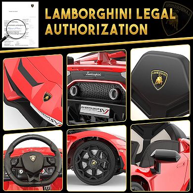 Licensed Lamborghini 12V Electric Ride-On Car,Parent Remote,2-Speed Modes,LED Lights,Hydraulic Doors