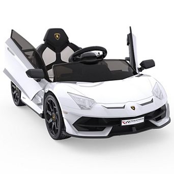 Licensed Lamborghini 12V Electric Ride-On Car,Parent Remote,2-Speed Modes,LED Lights,Hydraulic Doors