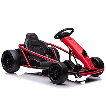 24V Ride-On Go Kart for Teens, Dual 300W Motors,9Ah Battery,Drifting Wheels,Music & Horn,Metal Frame