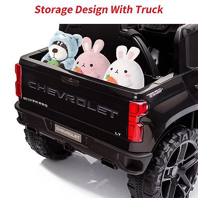 12V Licensed Chevrolet Silverado Kids Ride-On Truck with Remote Control,Bluetooth Speaker,LED Lights