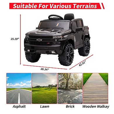 12V Licensed Chevrolet Silverado Kids Ride-On Truck with Remote Control,Bluetooth Speaker,LED Lights