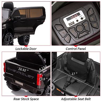 12V Licensed Chevrolet Silverado Kids Ride-On Truck with Remote Control,Bluetooth Speaker,LED Lights