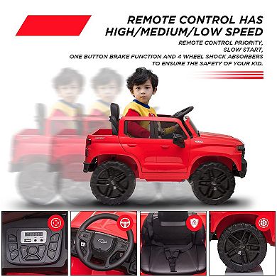 12V Licensed Chevrolet Silverado Kids Ride-On Truck with Remote Control,Bluetooth Speaker,LED Lights