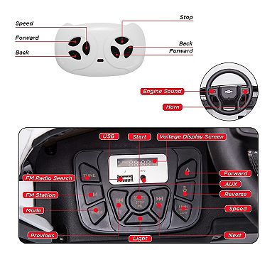 12V Licensed Chevrolet Silverado Kids Ride-On Truck with Remote Control,Bluetooth Speaker,LED Lights