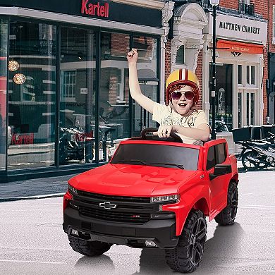 12V Licensed Chevrolet Silverado Kids Ride-On Truck with Remote Control,Bluetooth Speaker,LED Lights
