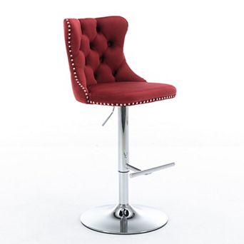 Swivel Bar Stools With Adjustable Height And Tufted Velvet Back For Kitchen Island