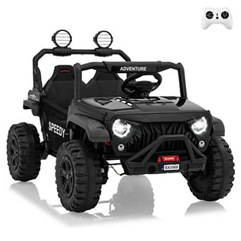24V Kids Electric Ride-On Truck with Parent Remote Control, Spring Suspension,Dual Seating,LED Light