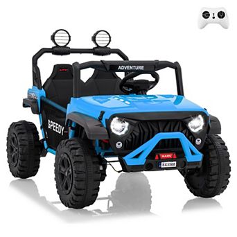 24V Kids Electric Ride-On Truck with Parent Remote Control, Spring Suspension,Dual Seating,LED Light