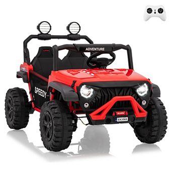 24V Kids Electric Ride-On Truck with Parent Remote Control, Spring Suspension,Dual Seating,LED Light