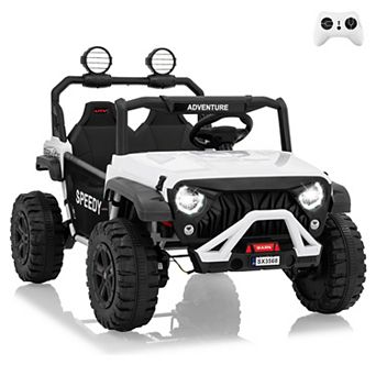 24V Kids Electric Ride-On Truck with Parent Remote Control, Spring Suspension,Dual Seating,LED Light