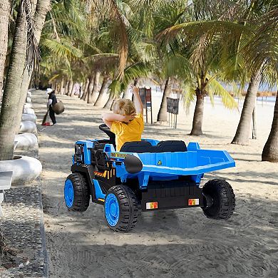 24V 2-Seater Ride-On Dump Truck for Kids with Parent Remote Control, Electric Dump Bed,2WD/4WD Modes