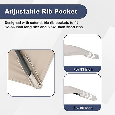 Aoodor 10'x10' Cantilever Umbrella Replacement Canopy for 8 Ribs Square Offset Umbrella