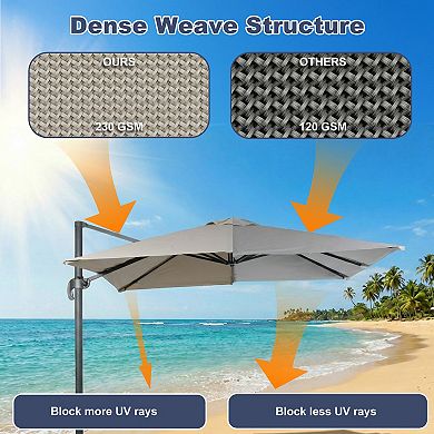Aoodor 10'x10' Cantilever Umbrella Replacement Canopy for 8 Ribs Square Offset Umbrella