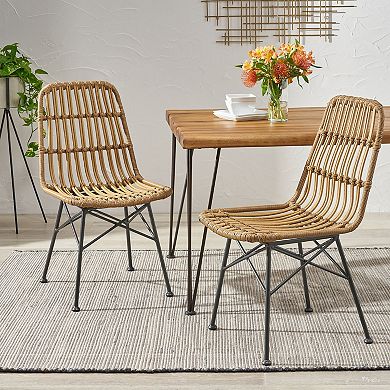 Stackable Outdoor Dining Chair With Weather Resistant Wicker For Patio