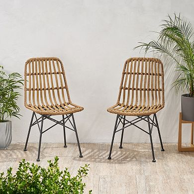 Stackable Outdoor Dining Chair With Weather Resistant Wicker For Patio