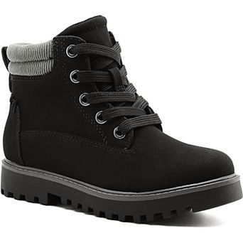 HOMEHOT Girls Boys Combat Hiking Snow Boots Waterproof with Lace Up Side Zipper