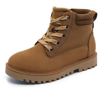 HOMEHOT Girls Boys Combat Hiking Snow Boots Waterproof with Lace Up Side Zipper