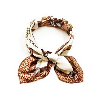 Women's Small Square Scarf Scarves Leopard Printed Striped Neckerchief