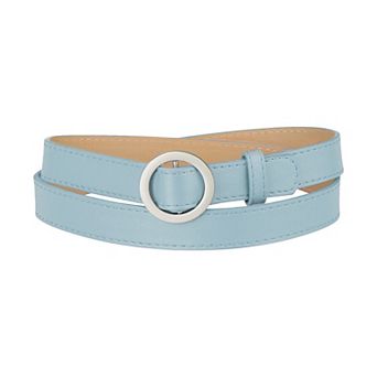 Women's Belts O Ring Metal Buckle Plus Size Thin Nonporous Waist Belt for Jeans Dress 0.9" Width