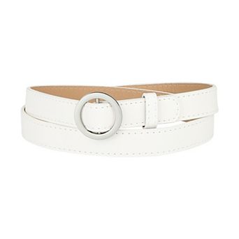 Women's Belts O Ring Metal Buckle Plus Size Thin Nonporous Waist Belt for Jeans Dress 0.9" Width