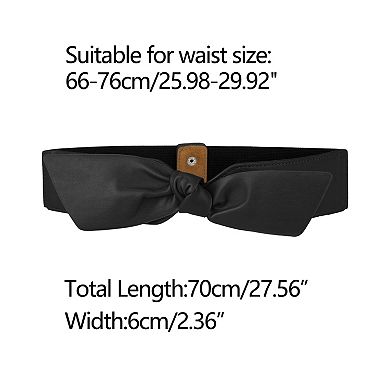 Women Wide Elastic Waist Belts Bow Knot Belts Snap Button