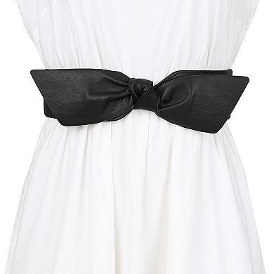 Women Wide Elastic Waist Belts Bow Knot Belts Snap Button
