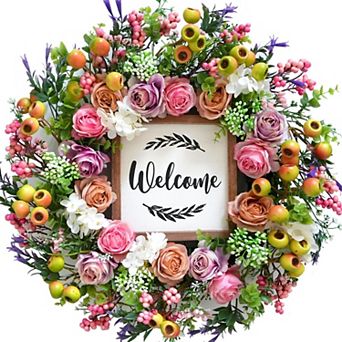 Berry Floral Welcome Wreath Spring Summer
