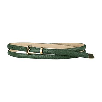 Women's Skinny Embossed Leather Belts Alloy Pin Buckle Belt for Jeans Dresses Pants