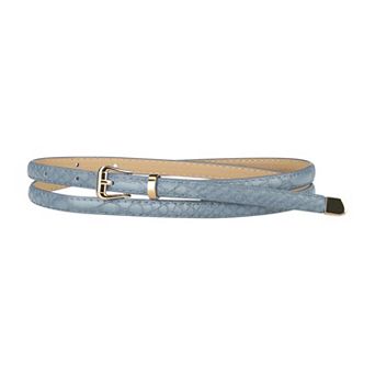 Women's Skinny Embossed Leather Belts Alloy Pin Buckle Belt for Jeans Dresses Pants