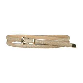 Women's Skinny Embossed Leather Belts Alloy Pin Buckle Belt for Jeans Dresses Pants