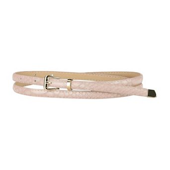 Women's Skinny Embossed Leather Belts Alloy Pin Buckle Belt for Jeans Dresses Pants