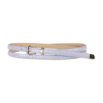 Women's Skinny Embossed Leather Belts Alloy Pin Buckle Belt for Jeans Dresses Pants